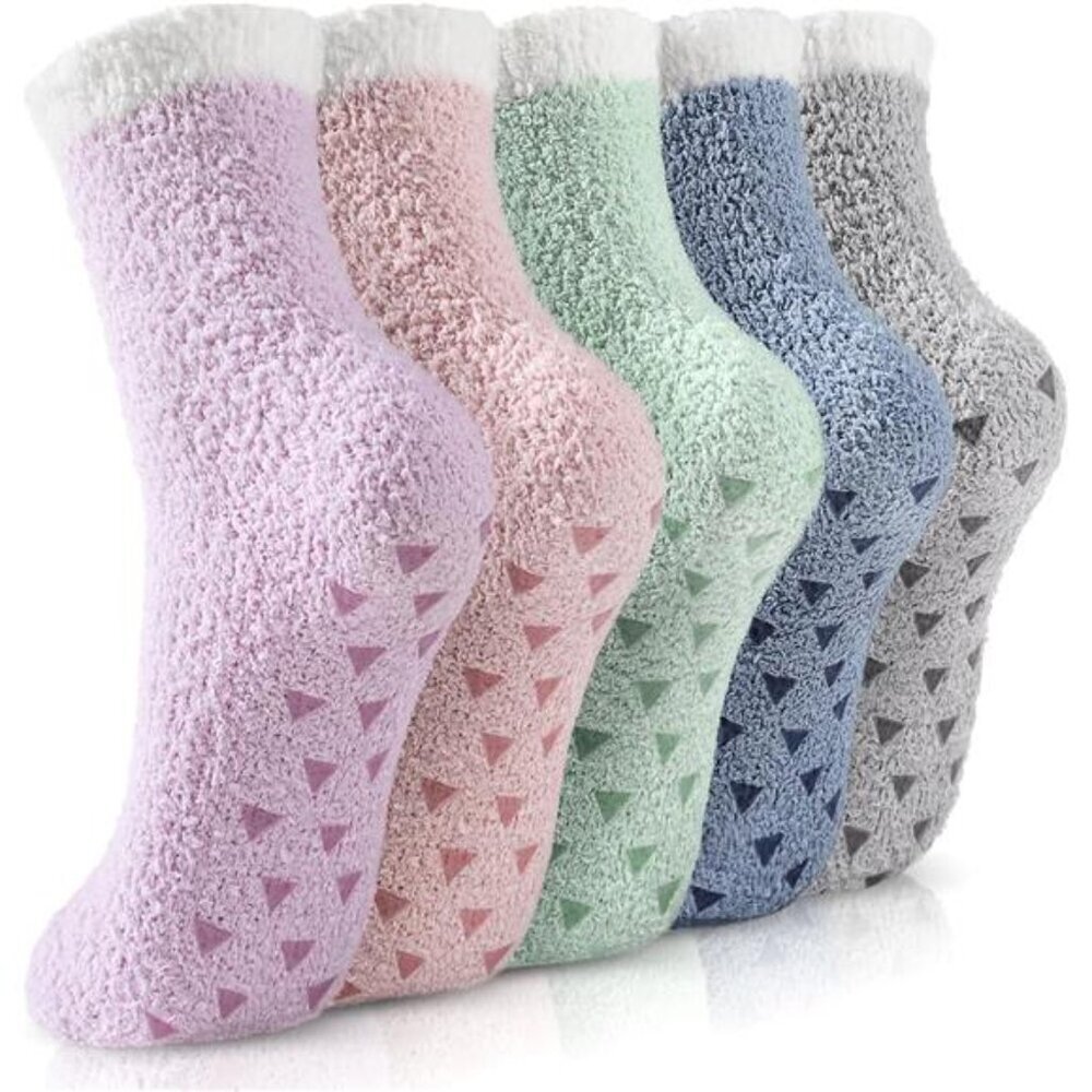 Cozy Slipper Socks 5 Pairs Women Winter Fuzzy Warm